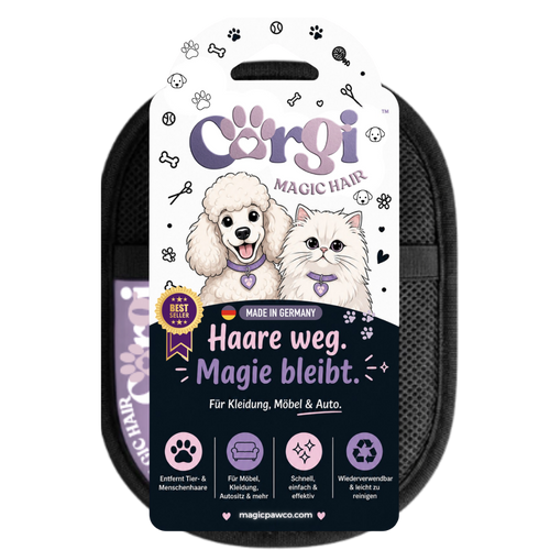 CORGI MAGIC HAARENTFERNER – Sanft. Effektiv. Haarfrei. | 3-in-1 Fellpflege für Hunde & Katzen